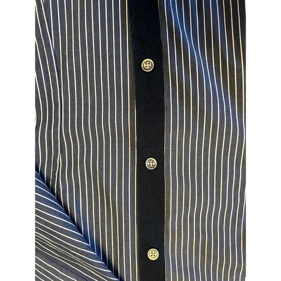 Mens Armani Jeans Stripped Button Up Shirt Size XL Blue And White - Picture 7 of 8